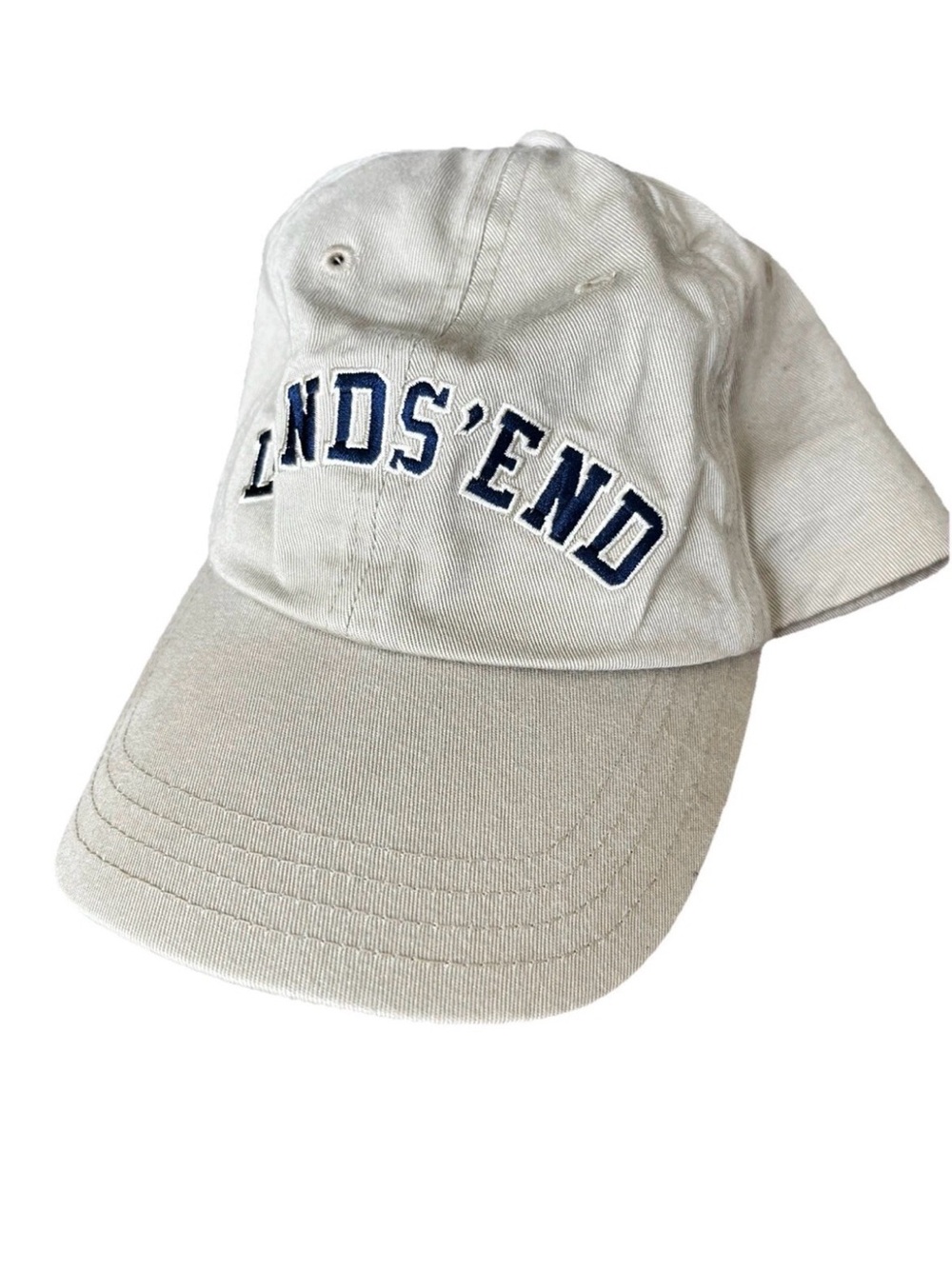 Lands' End Off-White Cap with Navy Logo